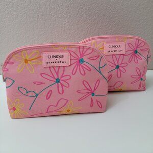 Clinique x Drawbertson Floral Cosmetic Bag Set (2) | Limited Edition